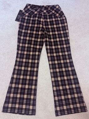 Liverpool Black Plaid Skirt with Tan and Cream Checks